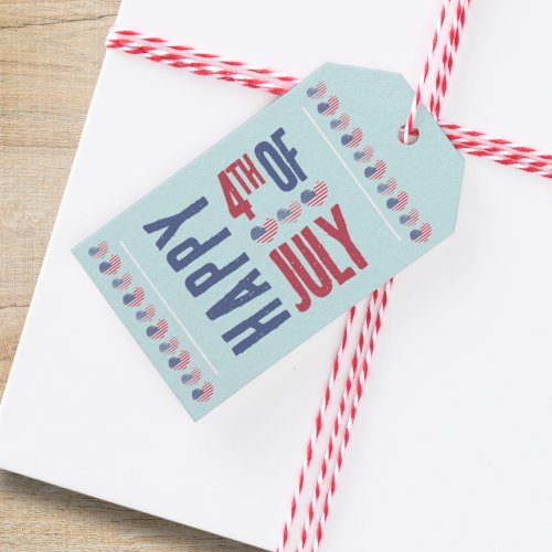 4th Of July Cute Patriotic USA American Flag Gift Tags