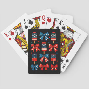 4th Of July Cute Popsicle Coquette Bow Patriotic Poker Cards