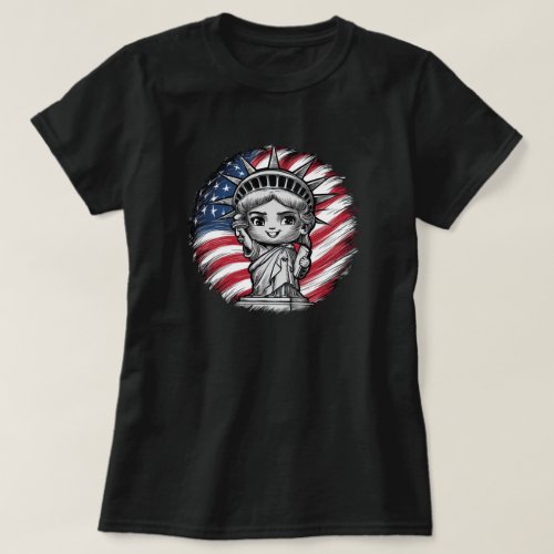 4th of July Cute Statue of Liberty T_Shirt