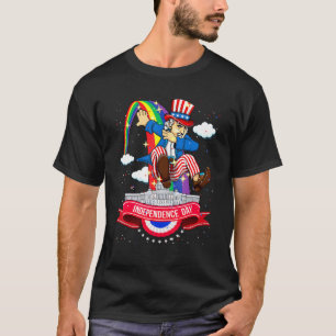 4th Of July Dabbing Uncle Sam Usa Flag Kids Teens  T-Shirt