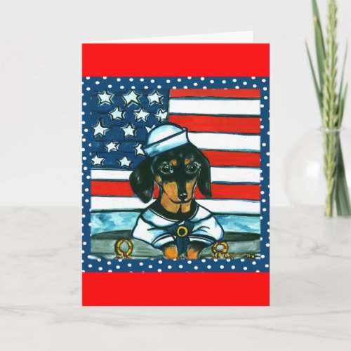 4th of July Dachshund Card