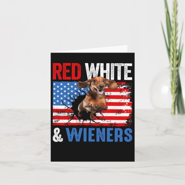 4th Of July Dachshund Dog Shirt Red White And Wien Card (Front)