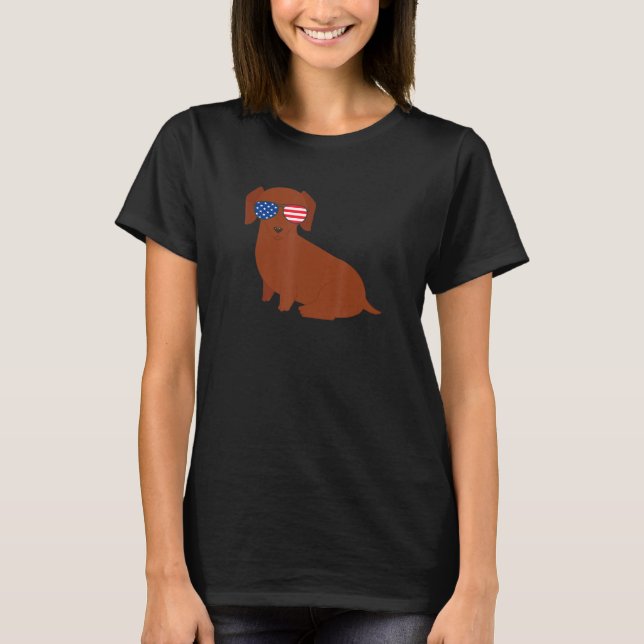 4th Of July Dachshund Doxie Dog Patriotic Usa Amer T-Shirt (Front)