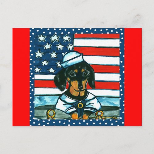 4th of July Dachshund Postcard