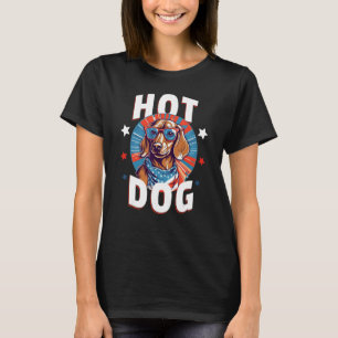 4th of July Dachsund Weiner Dog Weenie USA Americ T-Shirt