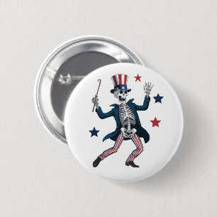 4th of July Dancing Skeleton Button