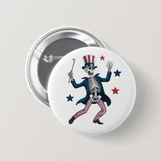 4th of July Dancing Skeleton Button