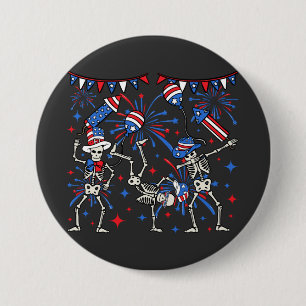 4th Of July Dancing Skeletons Round Button