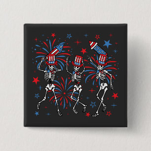 4th Of July Dancing Skeletons Square Button