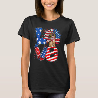 4th of July Decor Patriotic LOVE German Shepherd D T-Shirt