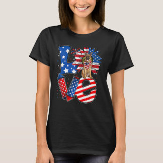 4th of July Decor Patriotic LOVE German Shepherd D T-Shirt