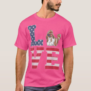 4th of July Decor Patriotic LOVE Shih Tzu Dog Amer T-Shirt