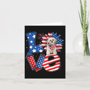 4th Of July Decor Patriotic Love Shih Tzu Dog Usa  Card