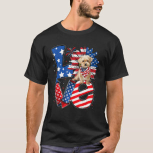 4th of July Decor Patriotic LOVE Shorkie Dog USA F T-Shirt