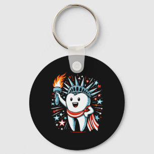 4th Of July Dentist Tooth Dental Patriotic Women M Keychain
