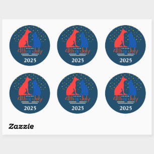 4th of July design with cat, dog and stars Sticker