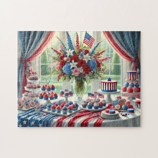 4th of July Dessert Table Patriotic Sweets Jigsaw Puzzle (Horizontal)