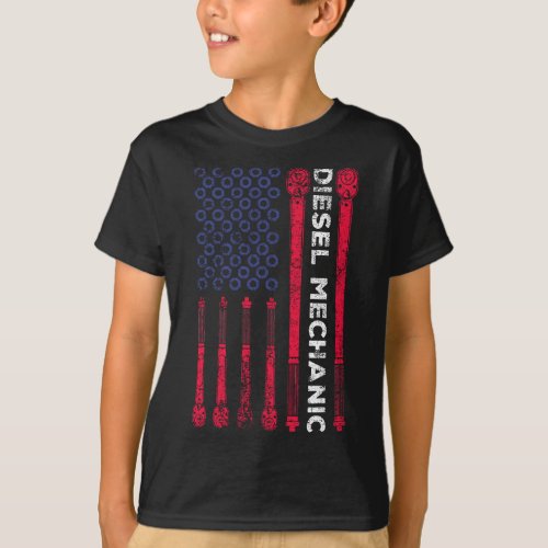 4th of July Diesel Mechanic Torque Wrench USA Flag T_Shirt