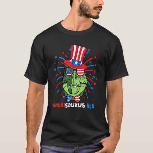 4th Of July Dinosaur Trex Funny Amerisaurus Men Wo T_Shirt