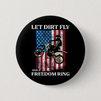 4th Of July Dirt Bike Motocross America Biker Men Button