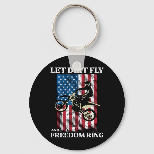 4th Of July Dirt Bike Motocross America Biker Men  Keychain (Front)