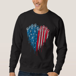 4th Of July Dog Paw Heart American Flag Sweatshirt