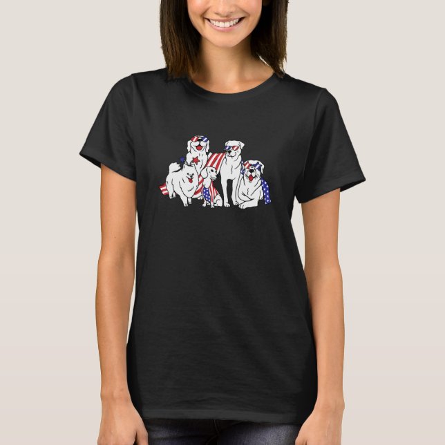 4th Of July Dog Puppy Patriotic American Flag Pet  T-Shirt (Front)