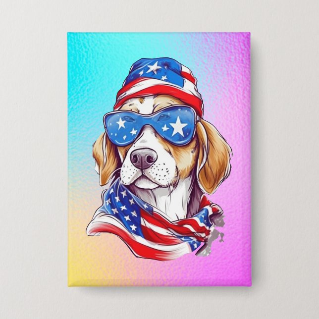 4th Of July Dog Sublimation-66361 Button (Front)