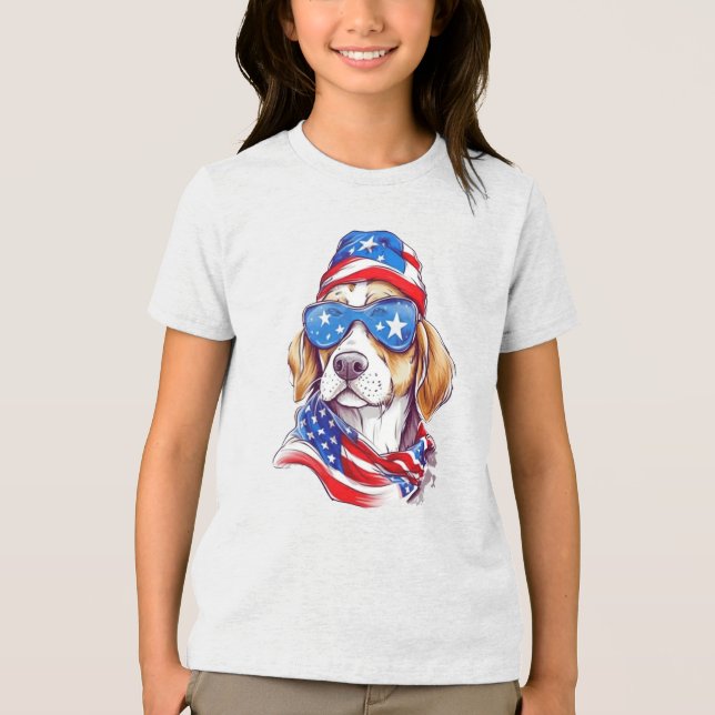4th Of July Dog Sublimation-66361 Hoodie Tri-Blend Shirt (Front)