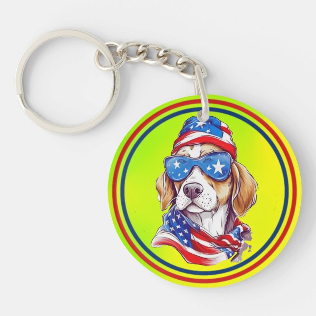 4th Of July Dog Sublimation-66361 Keychain (Front)