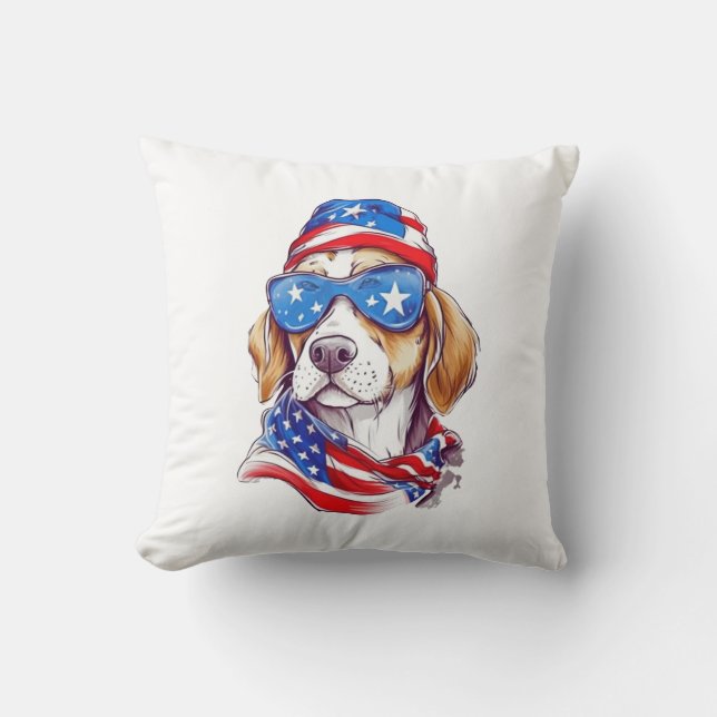 4th Of July Dog Sublimation-66361 Throw Pillow (Front)