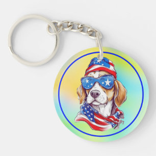 4th Of July Dog Sublimation Keychain
