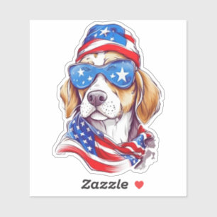 4th Of July Dog Sublimation Sticker
