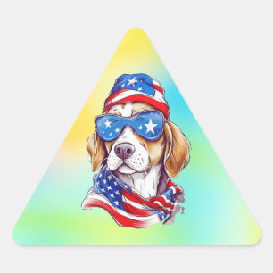 4th Of July Dog Sublimation Triangle Sticker