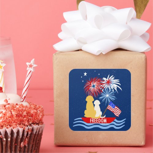 4th of July Dogs on Boat Fireworks Sticker Set