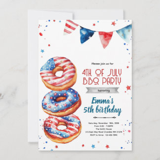4th of July donut invitation
