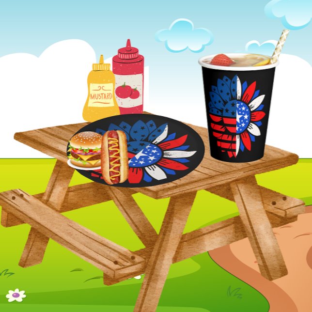 4TH of July Double Flower  Paper Cups (Creator Uploaded)