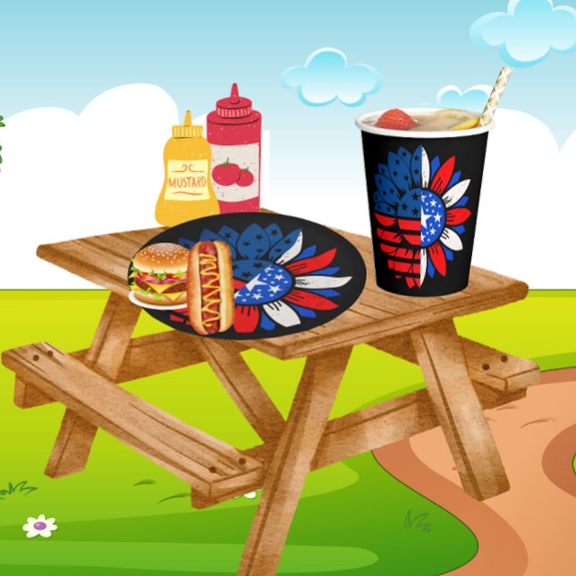 4TH of July Double Flower  Paper Plates (Creator Uploaded)