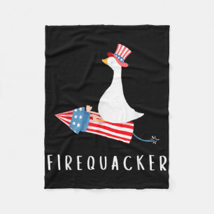 4th Of July Duck Firequacker Patriotic Fourth Of J Fleece Blanket