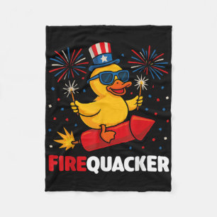 4th Of July Duck Firequacker Patriotic Fourth Of J Fleece Blanket