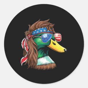 4th Of July Duck Shirt Usa Flag Funny Patriotic Du Classic Round Sticker