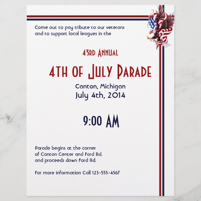 4th of July Eagle and American Flag Illustration Flyer (Front)