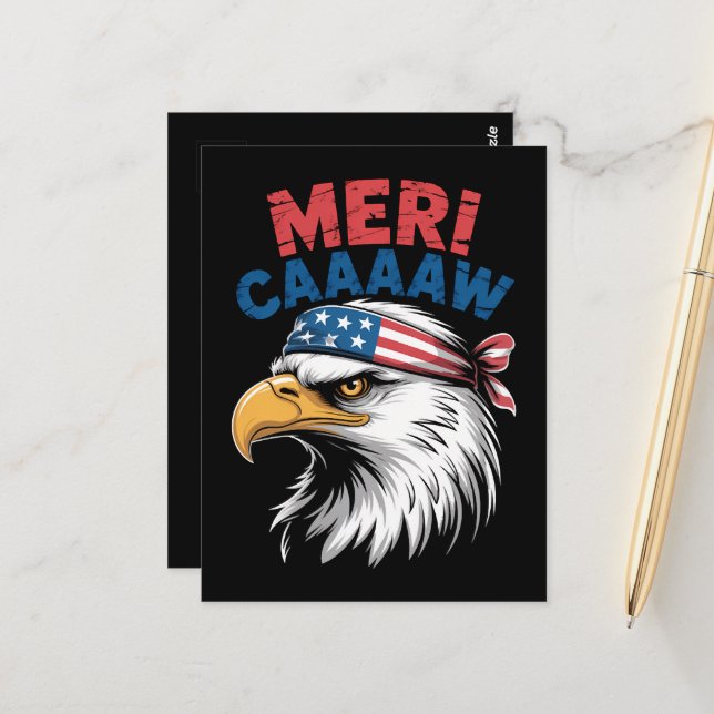 4th Of July Eagle Freedom Patriotic Postcard (Front/Back In Situ)