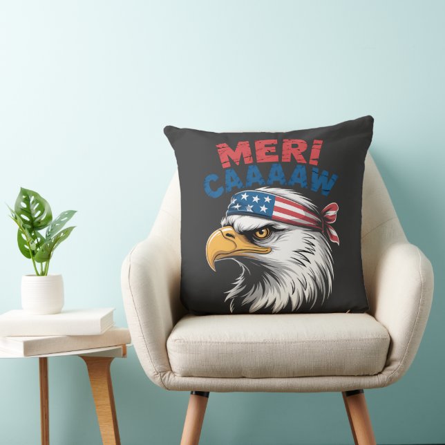 4th Of July Eagle Freedom Patriotic Throw Pillow (Chair)