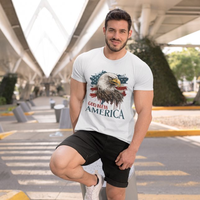 4th of July Eagle God Bless America Men's T-Shirt (God Bless America)