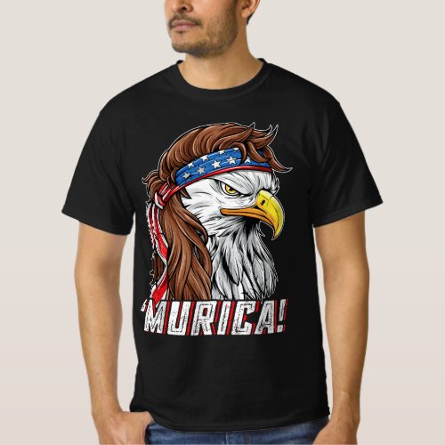 4th of July Eagle Mullet Murica American Flag USA  T_Shirt