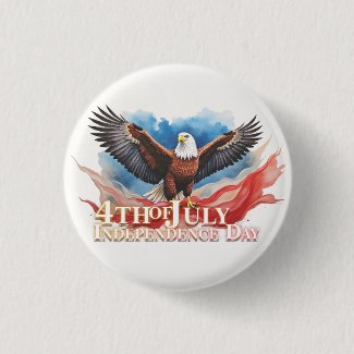 4th of July Eagle – Patriotic Art Design Button