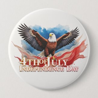 4th of July Eagle – Patriotic Art Design Button