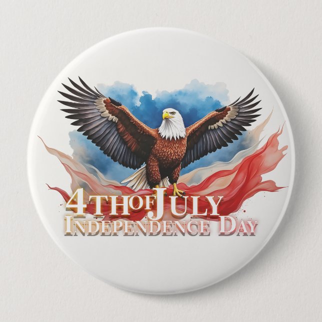 4th of July Eagle – Patriotic Art Design Button (Front)