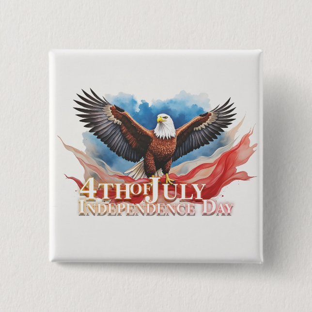 4th of July Eagle – Patriotic Art Design Button (Front)